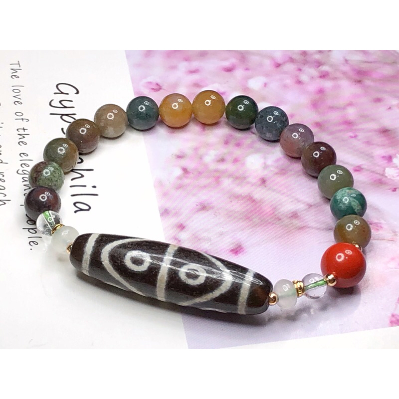 Gelang Tangan Dzi Tibetan Dzi Beads Eight Eyed Dzi Beads 藏传老矿八眼天珠 44.8x12.2mm