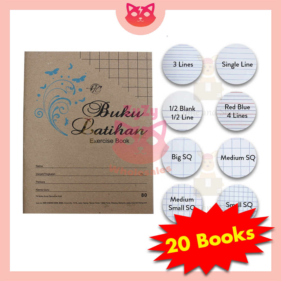 F5 80 หน้าหนังสือออกกําลังกาย Buku Latihan Buku Tulisan Craft Cover (20 เล่ม)