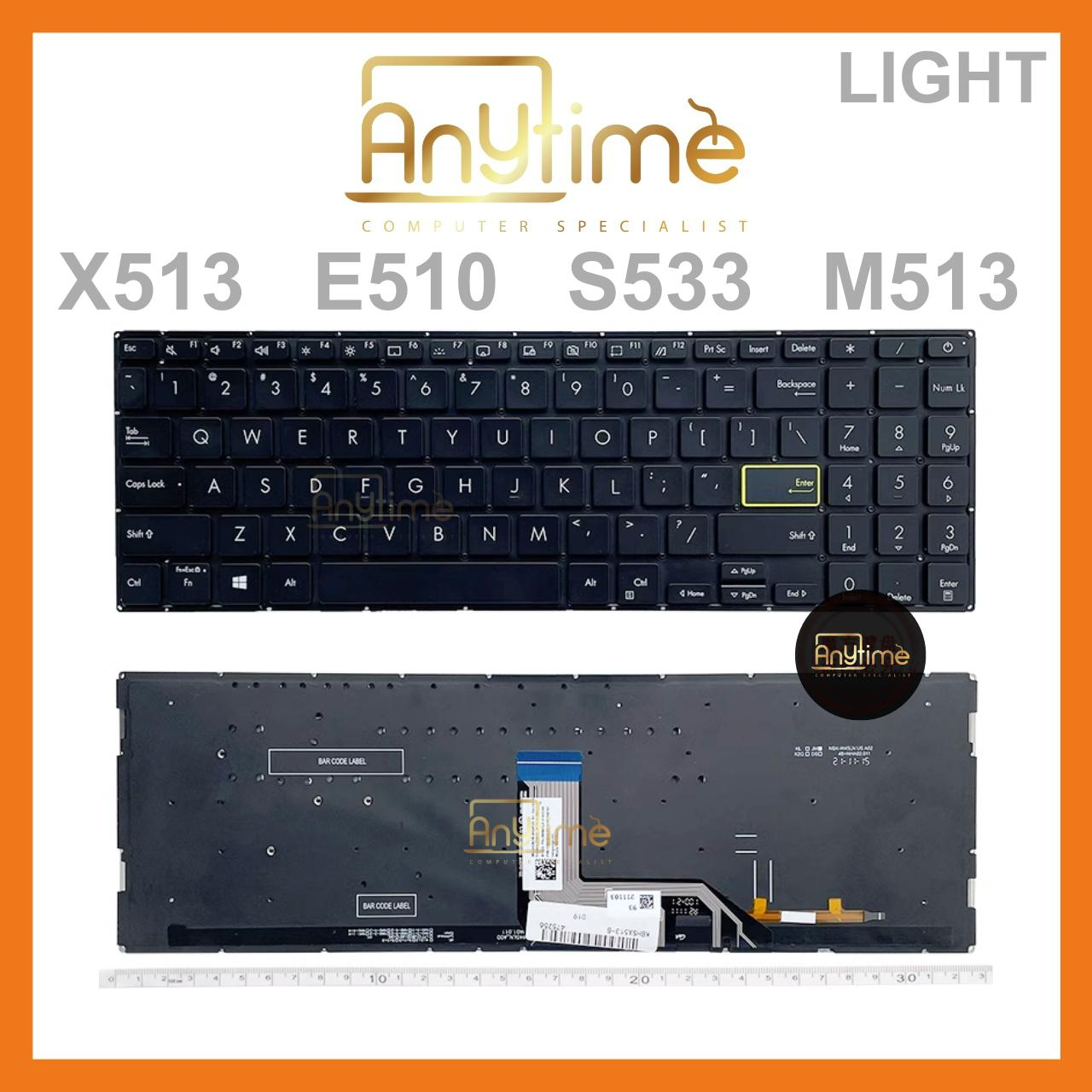 ASUS S15 X513 M5600IA V50E/EA Q15 E510 S533 M513 คีย์บอร์ดสีดําและสีขาวแบ็คไลท์แล็ปท็อปปุ่มกดเปลี่ยน