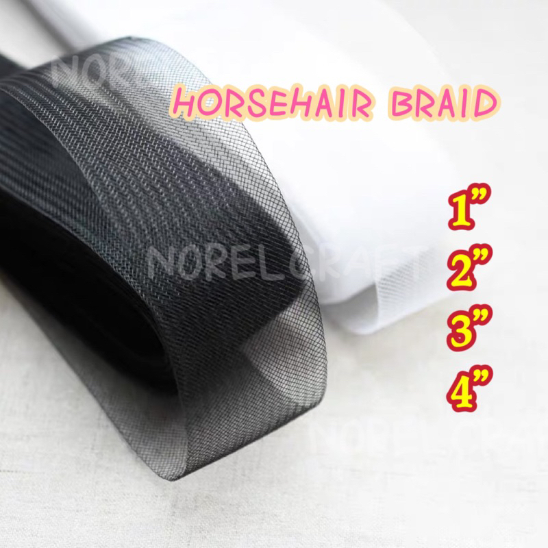 [25YDS]HORSEHAIR BRAID BLACK OR WHITE 1 / 2 / 3 / 4 / HORSEHAIR/NET LEMBUT/NET BAJU/NET SKIRT/SOFT N