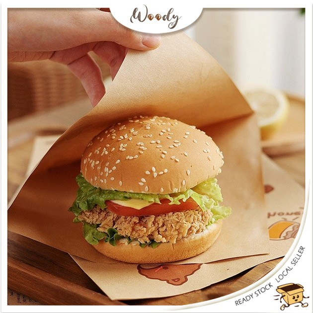 Woody50pcs สามเหลี่ยมห่ออาหารแซนวิช Donut Bun Burger Greaseproof อาหารบรรจุขี้ผึ้งถุงกระดาษห่อ Wrapper
