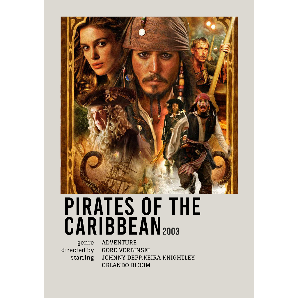 Poster Cover Movie Pirates of the Caribbean 2003 สําหรับช่างตัดผมห้อง/ผนัง