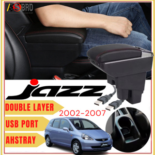 ที่วางแขนสองชั้น ปรับได้ พร้อมพอร์ตชาร์จ USB 7 พอร์ต สําหรับรถยนต์ Honda Jazz 2002-2007