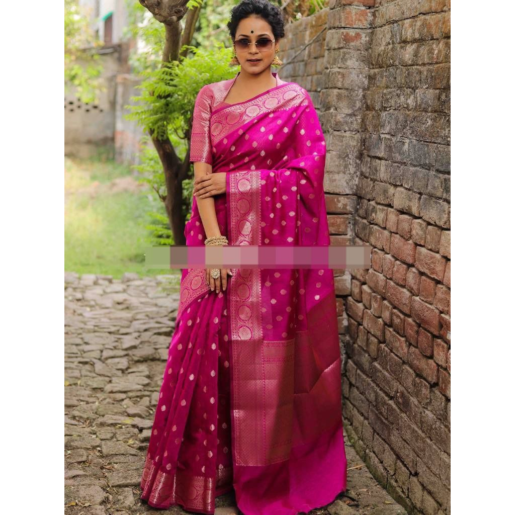 (ราคาดีที่สุด) Saree Silk Saree นุ่มพร้อมเสื้อ Contrast / Saree งานแต่งงานสําหรับผู้หญิง / Saree เพื