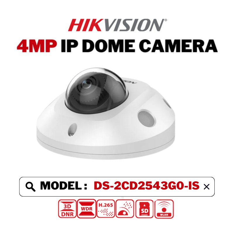Hikvision กล้องวงจรปิดเครือข่าย IP 4MP EXIR 1080 Full HD DS-2CD2543G0-IS ขนาดเล็ก