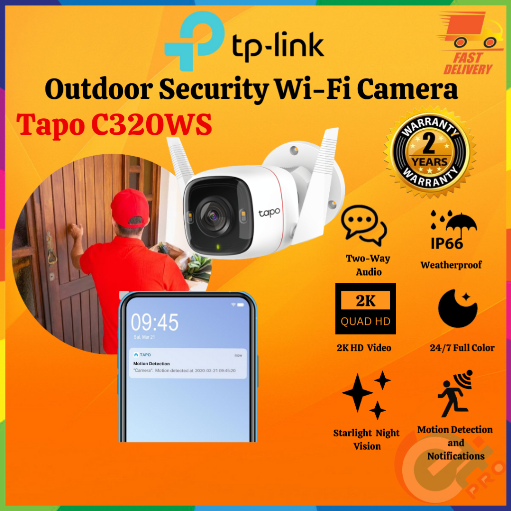 TP LINK Tapo C320WS กล้อง Wi-Fi รักษาความปลอดภัยกลางแจ้ง