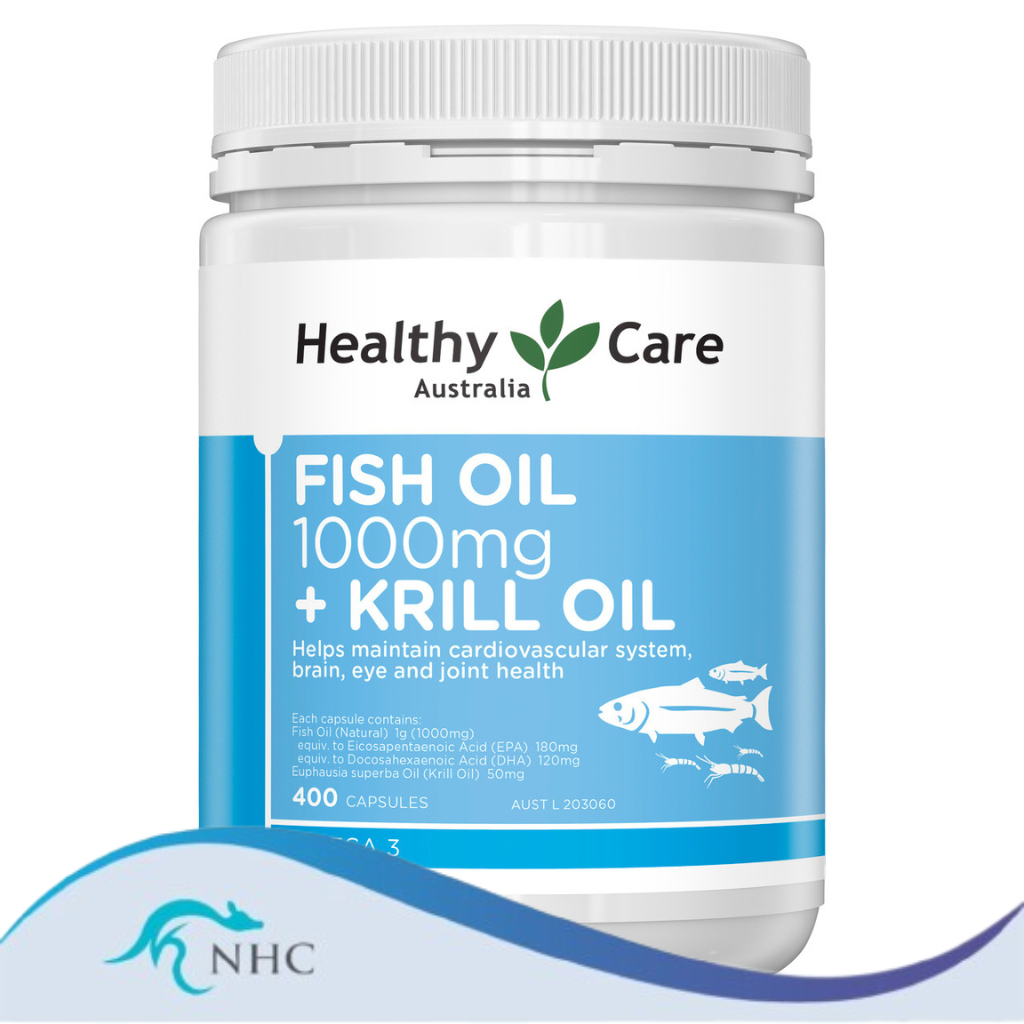 Healthy Care Fish Oil 1000mg + Krill Oil 400 แคปซูล Exp 11/2025