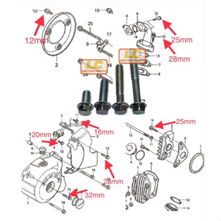 สกรูแม่เหล็ก T8 SKRU enjin MOTOR HONDA EX5 DREAM cover CLUTCH MAGNET SPROCKET INTAKE T 8 ฝาครอบเครื่องยนต์เหวี่ยง