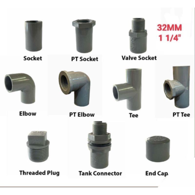 PVC PIPE FITTING [ ขั้วต่อ PVC PN15 ] [ 32MM / 1 1/4" ]