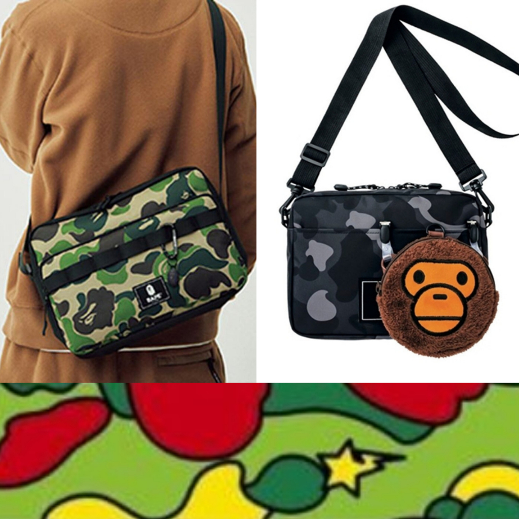 Bape Magazine Sling Bag กระเป๋าสะพายไหล่ Men Bag Beg Lelaki หลายช่องพร้อมถุงพลาสติก Bape