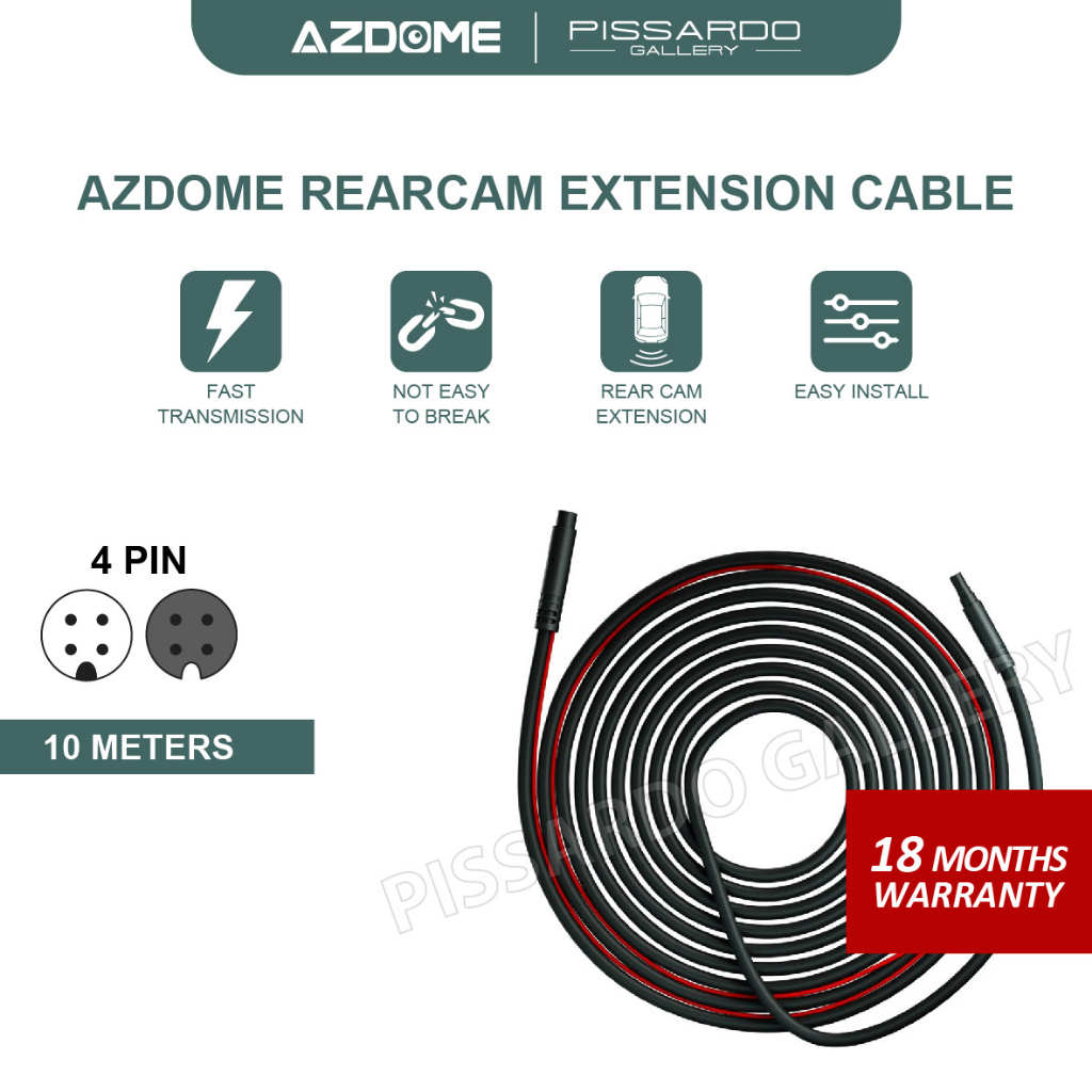 AZDOME10 เมตร 4 พิน PVC กล้องด้านหลังสําหรับ GS63H BN03 M63 AR08 PG16S-R PG18-G กล้องหลัง