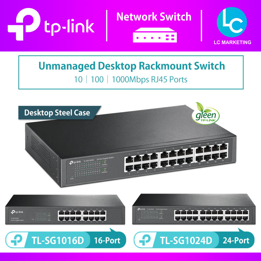 TP-Link TL-SG1016D │ TL-SG1024D 16/24-Port Unmanaged Gigabit Switch Desktop/Rackmount Switch