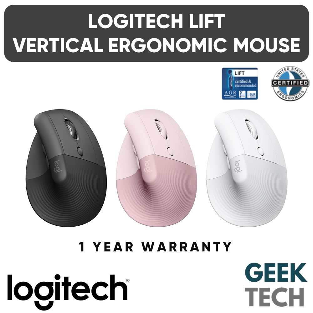 LOGITECH Lift เมาส์ไร้สายตามหลักสรีรศาสตร์แนวตั้งสําหรับธุรกิจ - Bluetooth/2.4Ghz Dongle/แบตเตอรี่อย