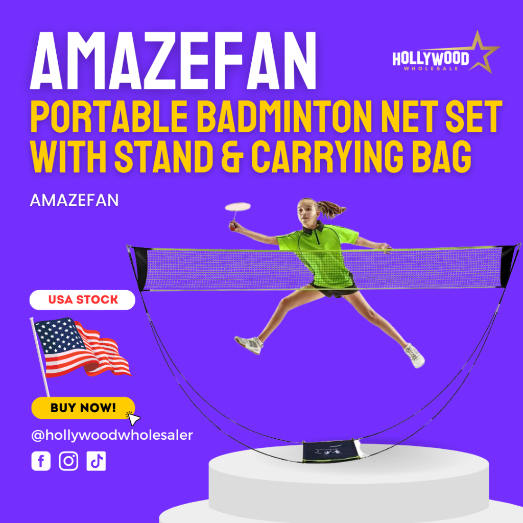 AmazeFan ชุดตาข่ายแบดมินตันแบบพกพาพร้อมขาตั้งและกระเป๋าถือ, ตาข่ายแบดมินตันเทนนิสวอลเลย์บอลแบบพับได้