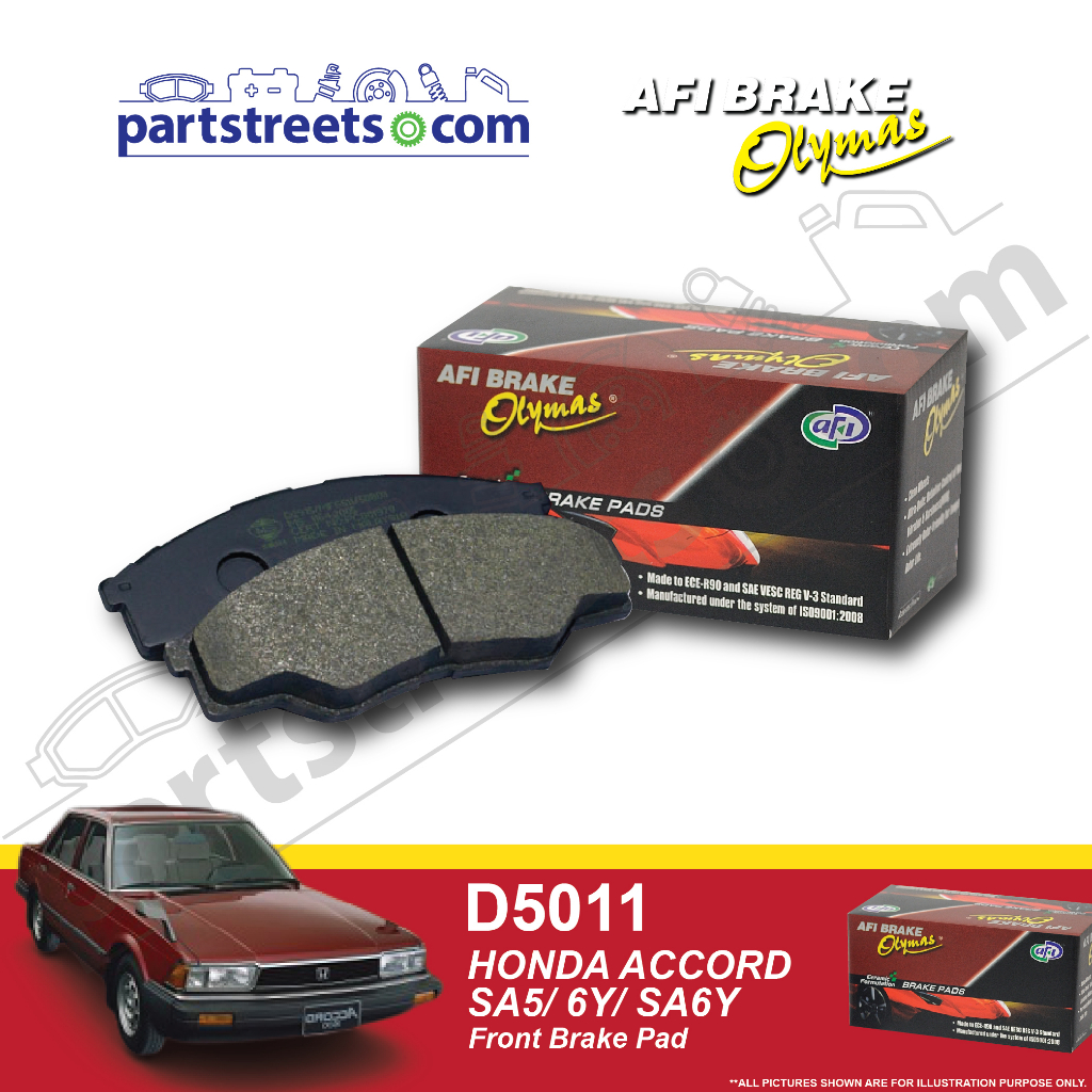 ผ้าเบรคหน้า Olymas - Honda Accord SA5/6Y/SA6Y - D5011 (1 ชุด)