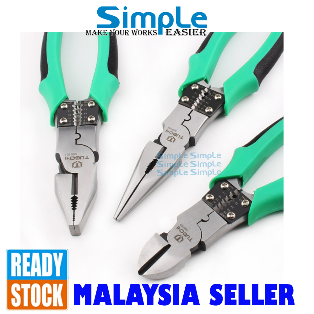 Tuochi Multi-function Plier Heavy Duty Hardened Plier Linesman Cutter คีมจมูกยาว