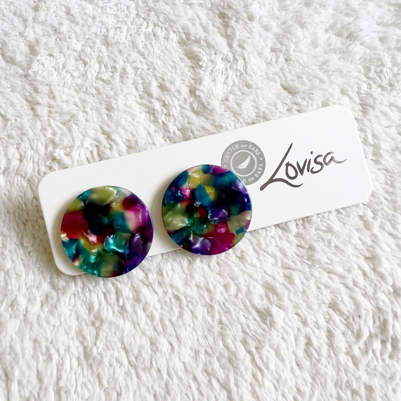 Lovisa Retro Round Colourful Resin ต่างหูเครื่องประดับแฟชั่น