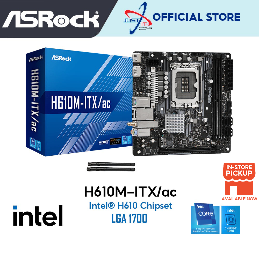 Asrock H610M-ITX/AC LGA1700 เมนบอร์ด Combo Deal Intel I3-12100 / I3-12100F / I3-13100 / I3-13100F / 