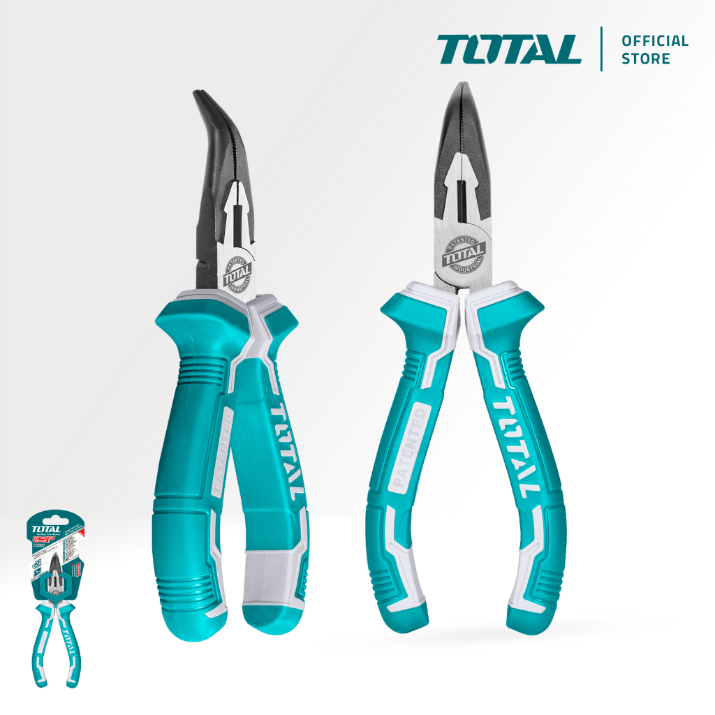 TOTAL คีมปากงอ สีดํา ฟินิชและเหล็กขัดเงาพร้อมด้ามจับปลายคู่ (6") THT24616