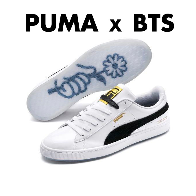 รองเท้าผ้าใบลําลอง Puma Basket Patent BTS สําหรับผู้ชาย 368278-01