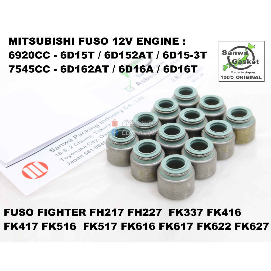Sanwa Japan Viton ซีลวาล์ว - Mitsubishi FUSO รถบรรทุก / รถบัส 6.9L 6D15T 6D152AT 6D15-3T 7.5L 6D162A