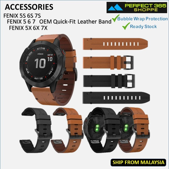 สายหนัง - Quick Fit สําหรับ Garmin all Fenix 3 5 6 7 8 Series S63 S70 Quatix Enduro Epix 2 Taxtix 7 