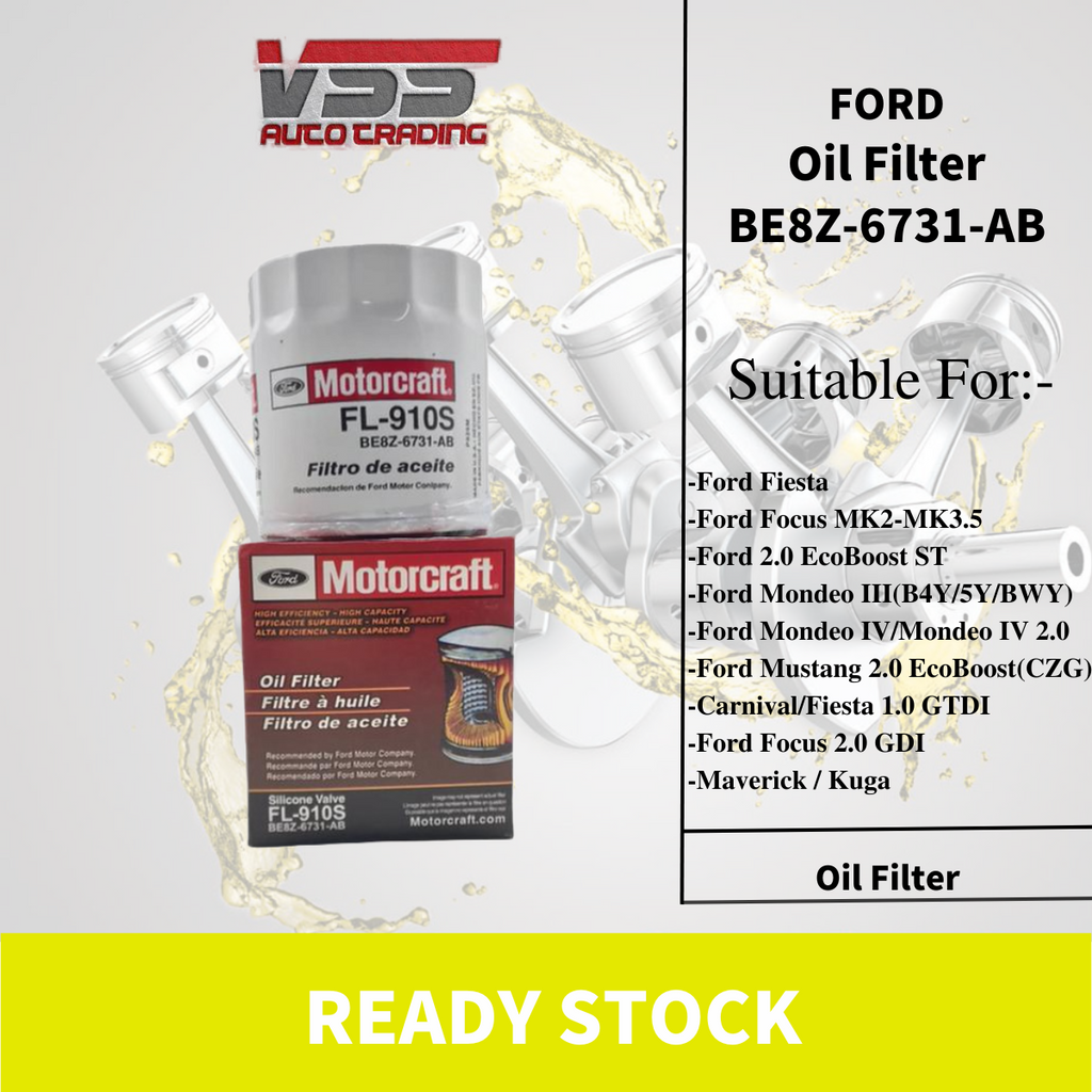 BE8Z-6731-AB/FL-910S กรองน้ํามัน Ford Motorcraft สําหรับ Fiesta, Kuga, Ecosport