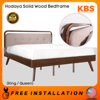 (FREE Installation+Shipping) KBS Hodaya FULL SOLID WOOD Bed Frame / Mid Century Classis Style / Katil Kayu Sol