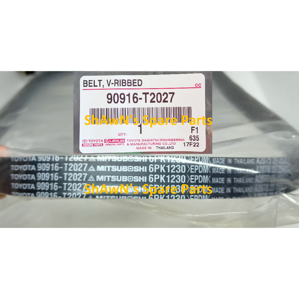 6PK1230 สายพานพัดลม Toyota Altis ZRE142 ZRE143 ZRE172 ZRE173 10-19 / Wish Sepet ZGE20 ZGE22 09-11 90