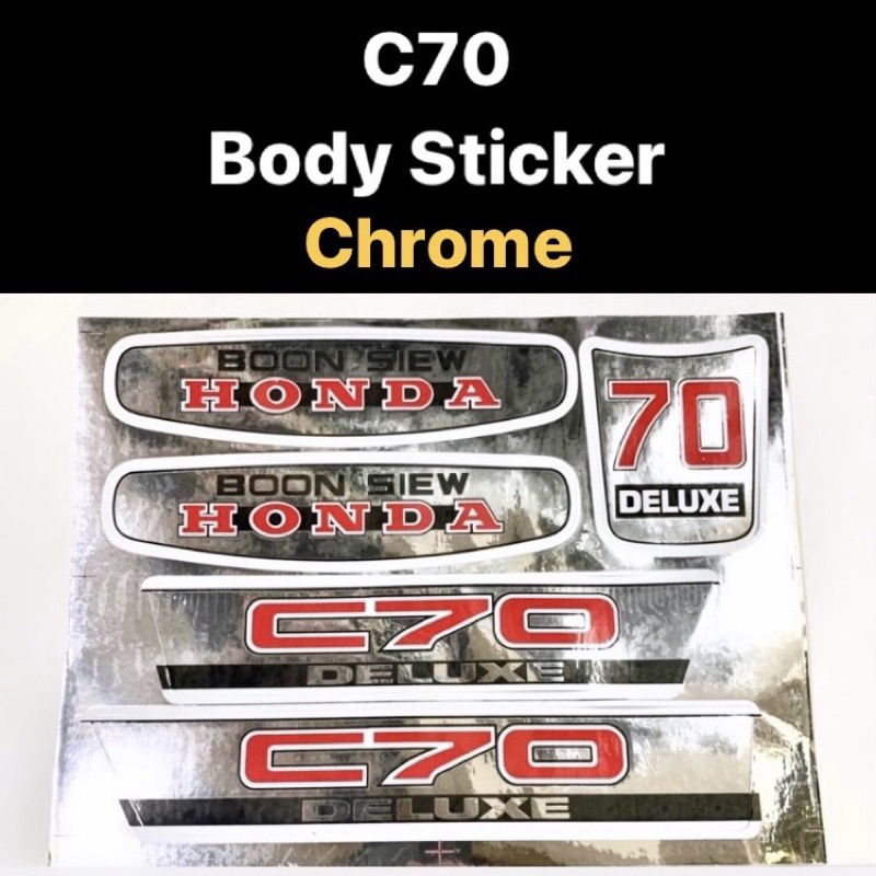 สติ๊กเกอร์ HONDA C70 - CHROME (CP) // HONDA LAMPU BULAT C70 C 70 DELUXE BODY COVER สติ๊กเกอร์ STIKER
