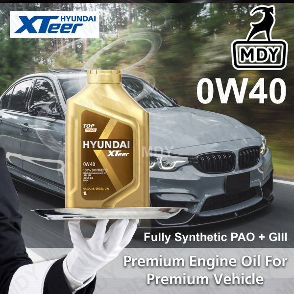 Hyundai XTeer TOP PRIME 0W40 น้ํามันเครื่องพรีเมี่ยม PAO สังเคราะห์เต็มรูปแบบ 1L Made in Korea