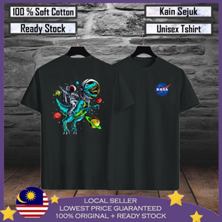 เสื้อยืด ผ้าฝ้าย 100% พิมพ์ลาย Dinasour Astronuat NASA Baju Viral Lelaki สําหรับผู้ชาย