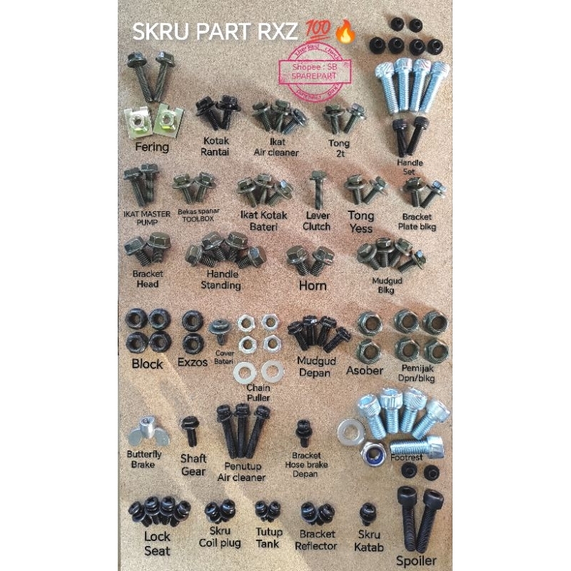 HIJAU ชุดเต็ม COMBO SCREW PART RXZ สีเขียวและสีดํา DIP คุณภาพสูงสุด SUSUAI สําหรับ RESTORE RXZ