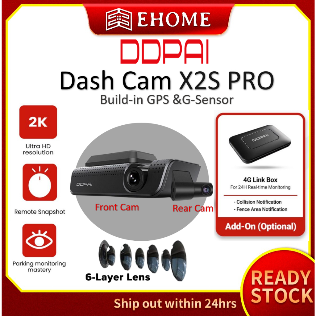 DDPAI X5 Pro Dash Cam + 4G link Box 4K UHD Dual Cam Recorder WiFi DVR