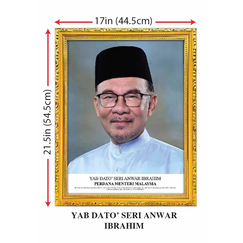 Bingkai Potret Gambar Perdana Menteri Prime Minister Portrait - Yab Dota Seri Anwar Bin Ibrahim (54.