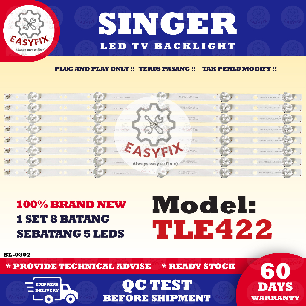 SINGER INCH TLE422 42 TV (TV LAMP) 42" LED BACKLIGHT TLE422A TLE-422 TLE 422 Mla9 ( LAMP) "