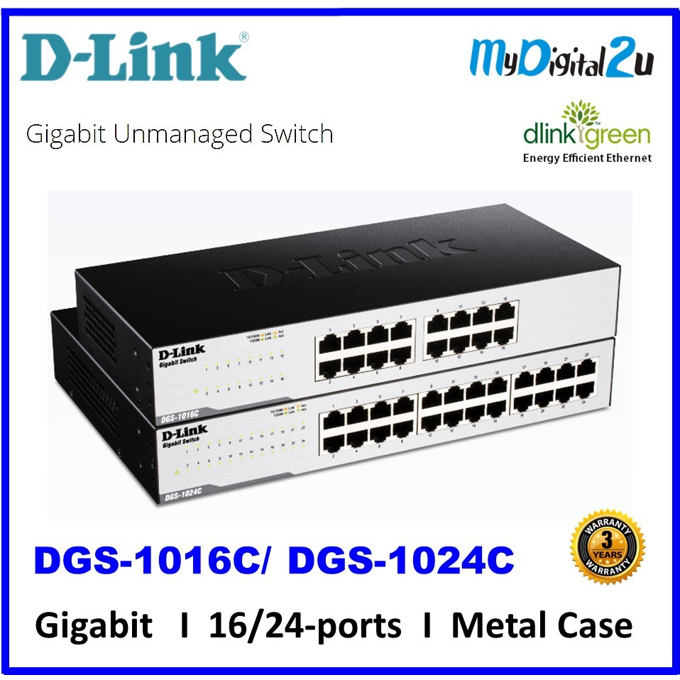 D-link 16-Ports/24-Ports Gigabit Unmanaged Switch DGS-1016C/DGS-1024C