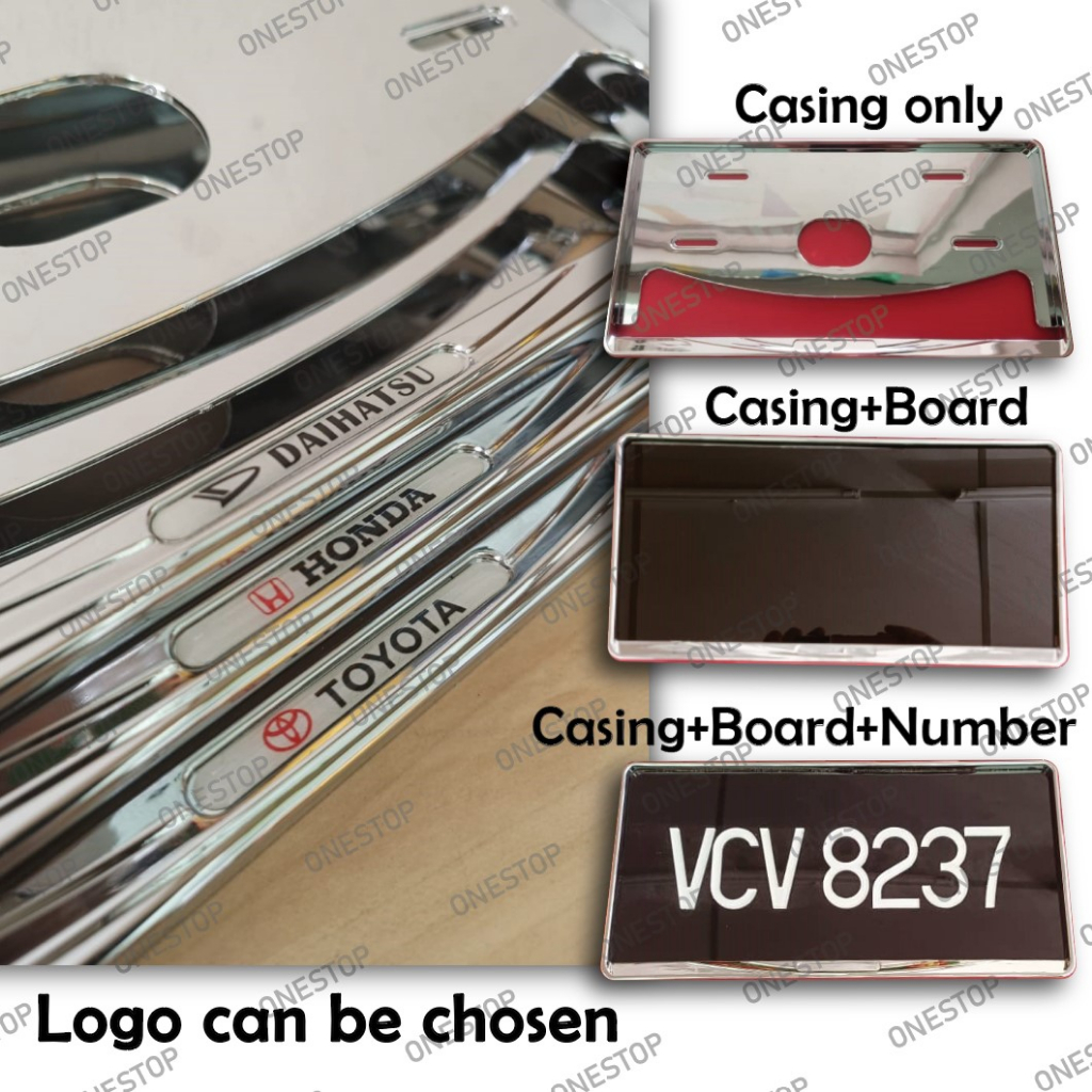JDM Chrome กรอบป้ายทะเบียน 7x13.5INCH จํานวนแผ่นกรอบปลอก (1 ชิ้น) SIAP LOGO SEKALI[LOGO PERCUMA]