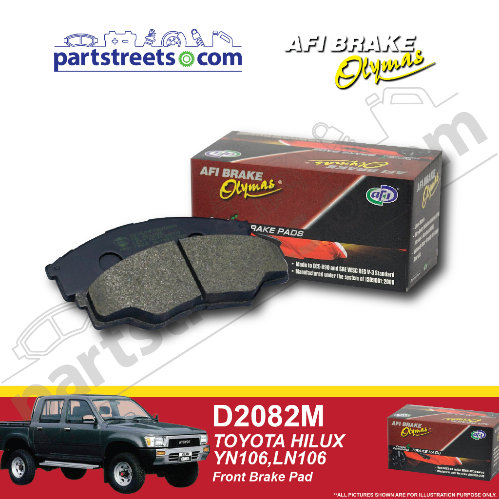 ผ้าเบรคหน้า Olymas - Toyota Hilux YN106, LN106 - D2082M (1 ชุด)