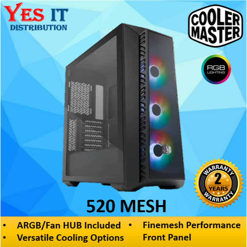 Cooler Master MasterBox 520 Mesh ARGB ATX PC Case (MB520-KGNN-S00)