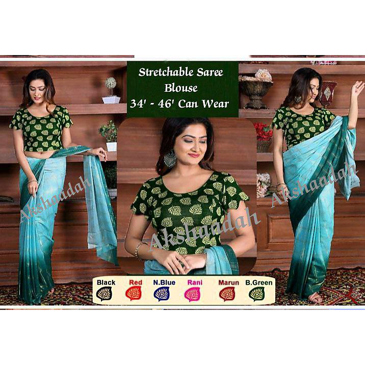 เสื้อสารี Strechable Saree Blouse Designer Hand Saree Blouse Elastic Free Size Saree Blouse Indian S