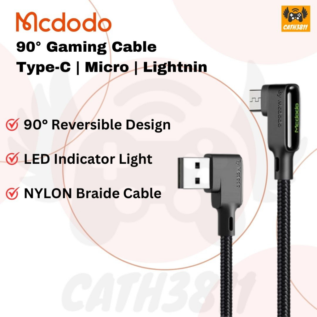 Mcdodo ชาร์จเร็ว 90 องศา Vinyl Series USB-L Micro Usb Type C 3A Max CA751/CA753/CA752