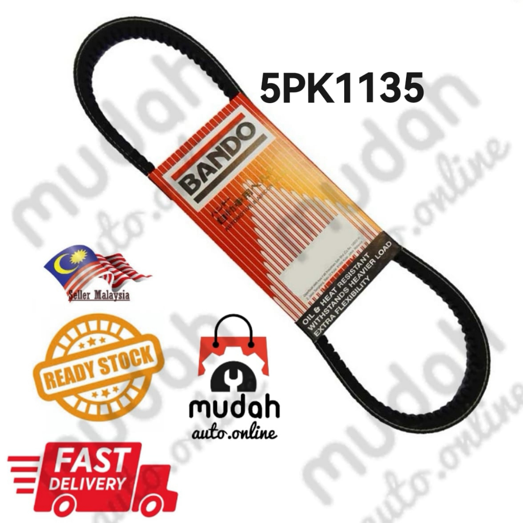 สายพานพัดลม Bando 5PK1135 สําหรับ Honda City SEL TMO TFO Freed