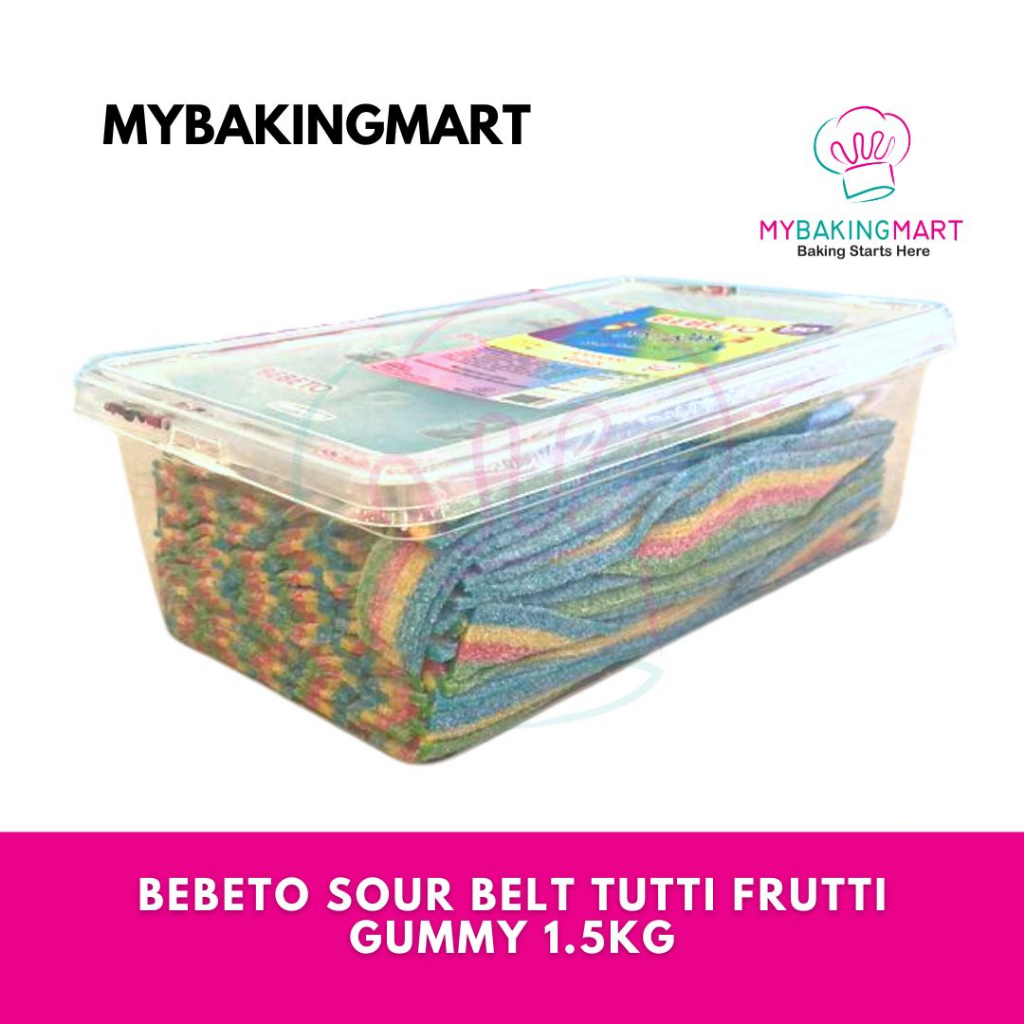 มายบากิงมาร์ท | Bebeto Rainbow Tutti Fruitti Sour Belt Candy Gummy 1.5กก