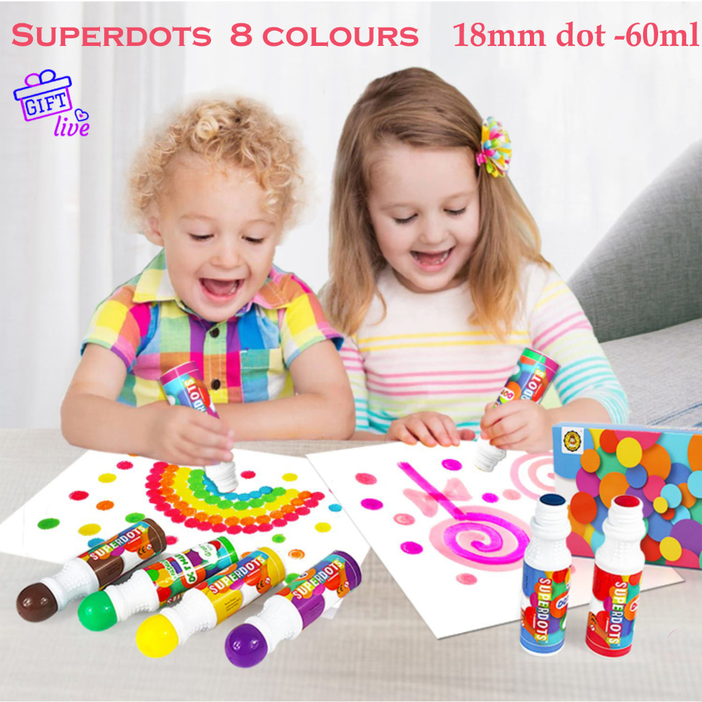 SUPERDOTS Art dot markers Set 8 Colors Craft painting Art superdot dot marker Seni Luks Mainan Kanak