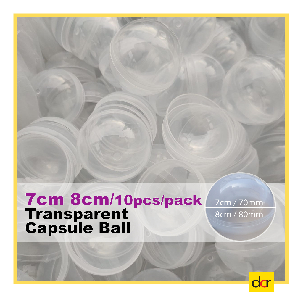(10 ชิ้น) 7 ซม.7.5 ซม.8 ซม.70 มม.75 มม.80 มม.โปร่งใสแคปซูล Ball Empty Ball Lucky Draw Ball Gashapon 