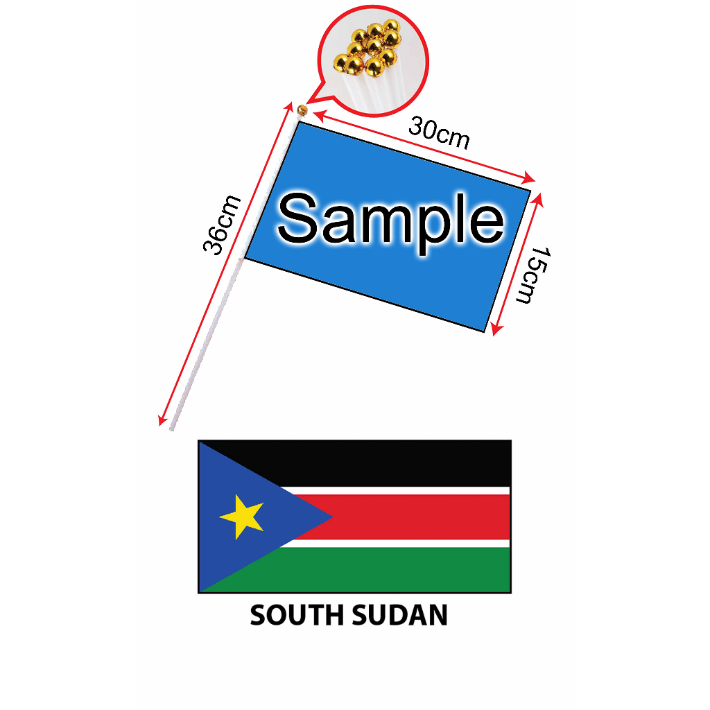 ธงมือ Sudan South With Stick (15x30ซม.)/ Bendera Tangan Dunia South Sudan (15x30ซม.)