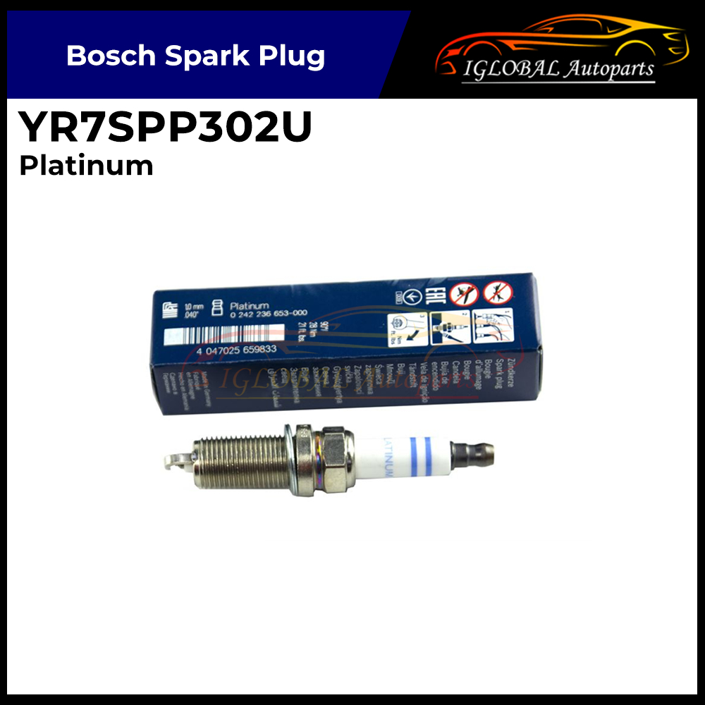 หัวเทียน Bosch FR7SPP302U สําหรับเครื่องยนต์ BMW X3 X5 Z4 1 3 5 series E60 E70 E83 E87 E89 E90 F10 F25 (2.5/3.0L N52 I6 1 ชิ้น)