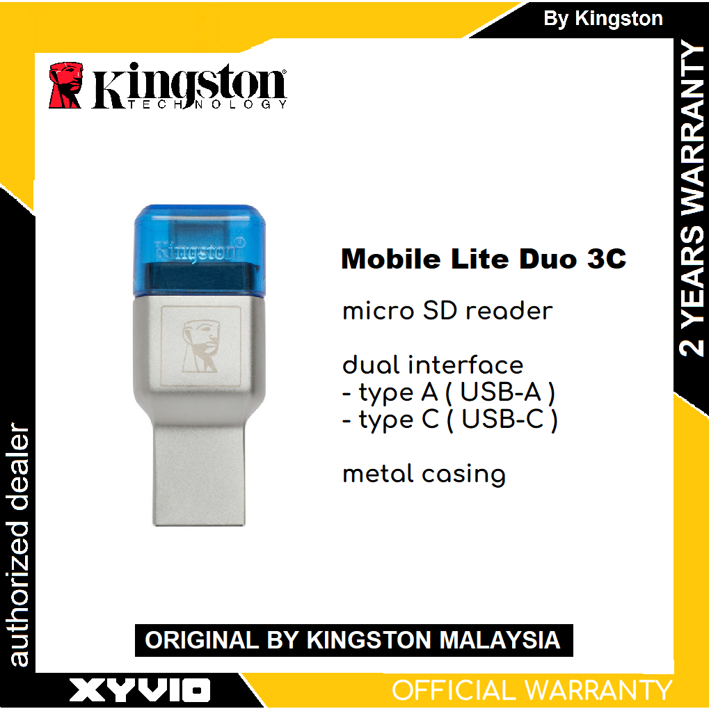 Kingston MobileLite Duo 3C พอร์ต USB Type-C MicroSD Reader แฟลชไดรฟ์ FCR-ML3C