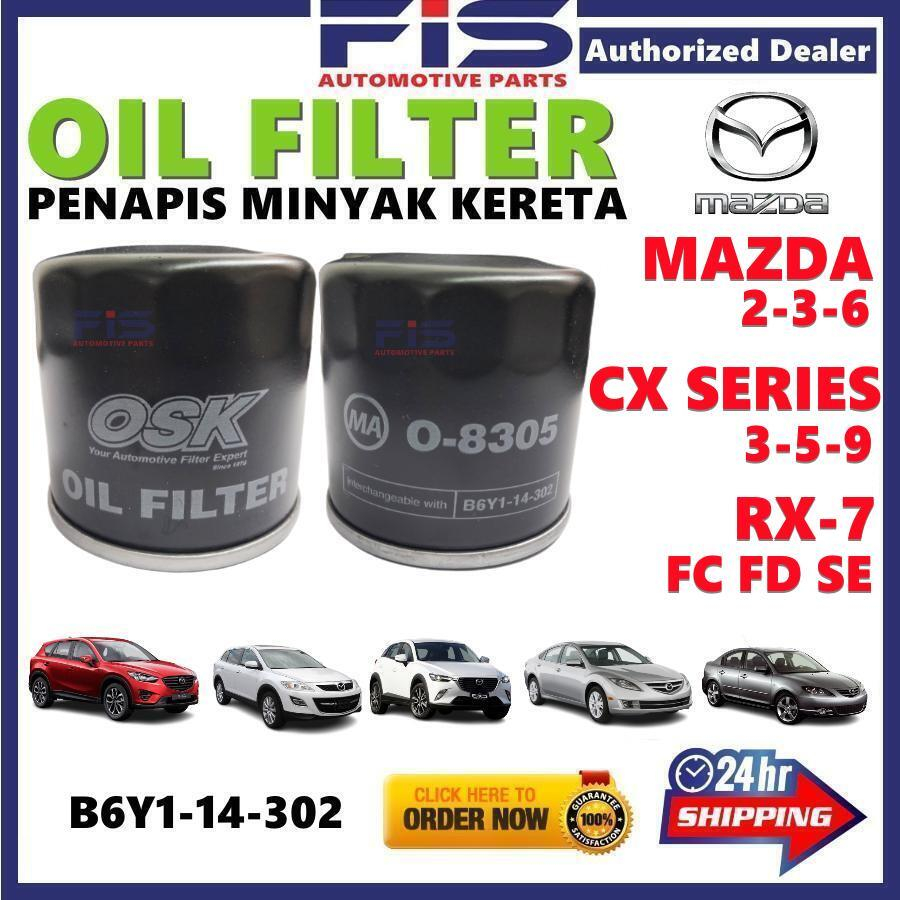 กรองน้ํามัน Mazda FC FD SE CX3 CX5 CX9 RX7 O-8305 B630-14-302 B6Y1-14-302 B631-14-302 Penapis Miyak 